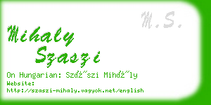 mihaly szaszi business card